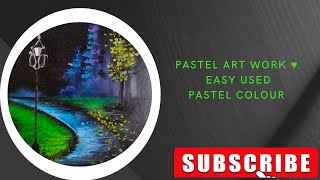 How to easy pastel drawing ❤️ Beautiful night scenery by oil pastel on the Black paper