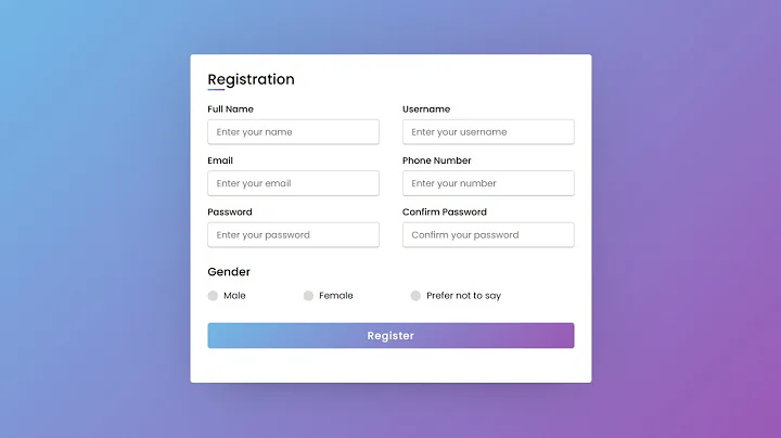 Responsive Registration Form in HTML & CSS