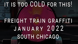 Freight Train Graffiti Bench - January South Chicago - Too Cold For This BLEEP!