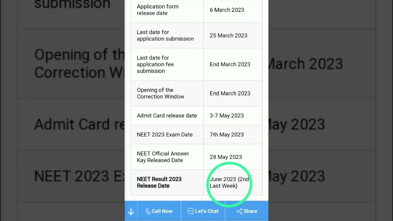 NEET 2023 Result Date || expected ||Answer key