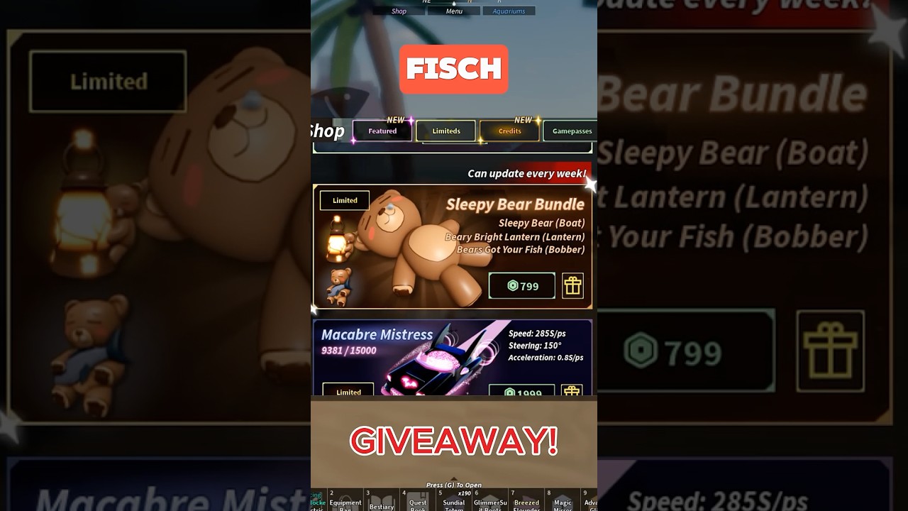 ❗FREE ❗Sleepy Bear Bundle GIVEAWAY in Fisch Roblox! 