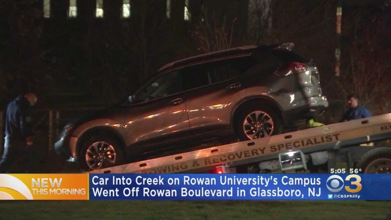 Car Crashes Into Creek On Rowan University's Campus In Glassboro, New