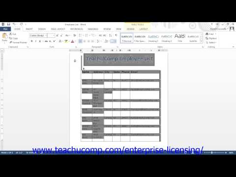 Microsoft Office Word 2013 Tutorial Tables 16.3 Employee Group Training