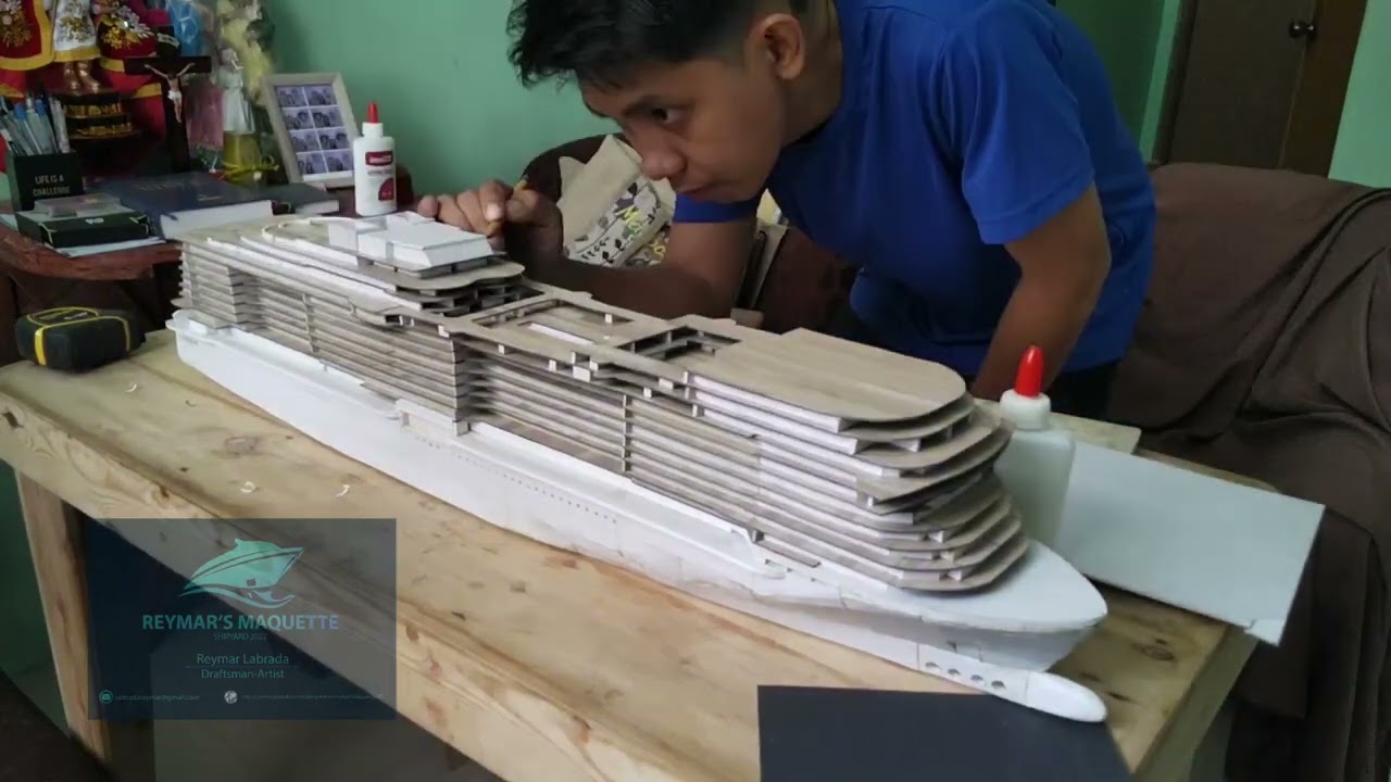 Homemade Scratch built Cruise ship Episode 14. MSC Bellissima 1:400 meters in scale.