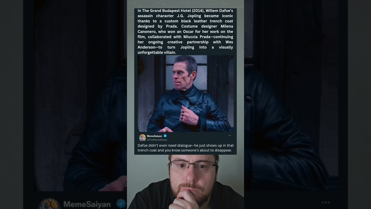 In The Grand Budapest Hotel (2014), Willem Dafoe’s character became iconic thanks to a Prada coat