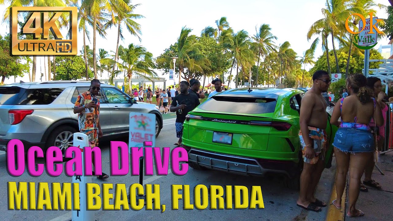 4K  Ocean Drive MIAMI Beach Florida USA 2022 Sunset Walking Tour
