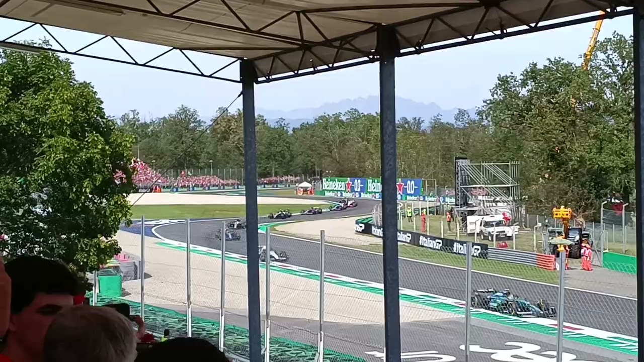 F1 Monza 2023 - First lap - View from Grandstand Ascari 18