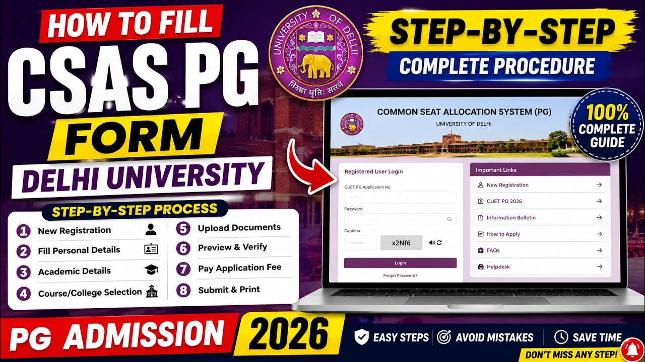 How To Fill Delhi University CSAS PG Form 2026 Step By Step Process ...
