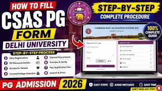 How To Fill Delhi University CSAS PG Form 2026 Step By Step Process 2026 #anas_du