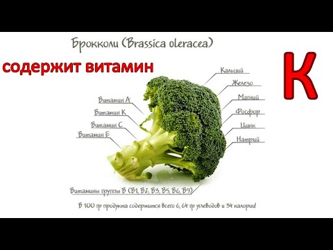 Видео: Брокколи содержит витамин К (К1) суточную НОРМУ: 210 мкг  (0,21 мг) в 100 г ПРОДУКТА / Фролов Ю.А.