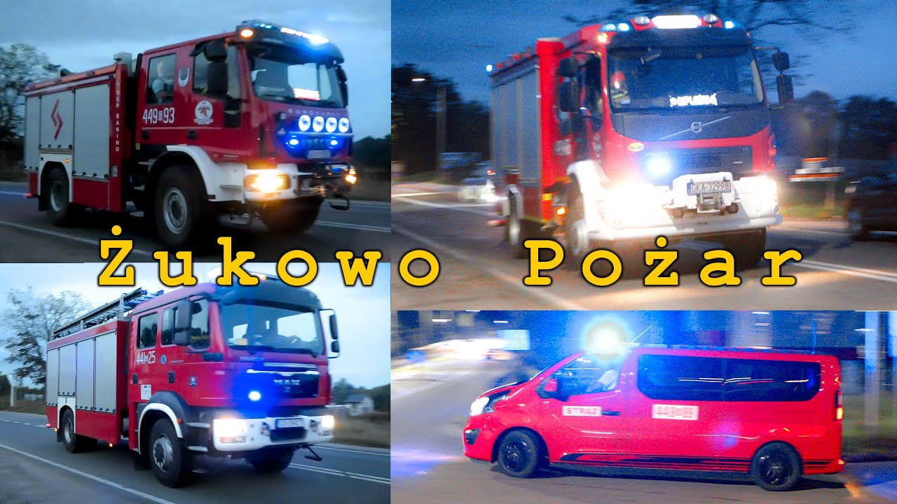 [TRĄBY] Przejazdy alarmowe OSP i PSP do pożaru w Żukowie | Straż na sygnale