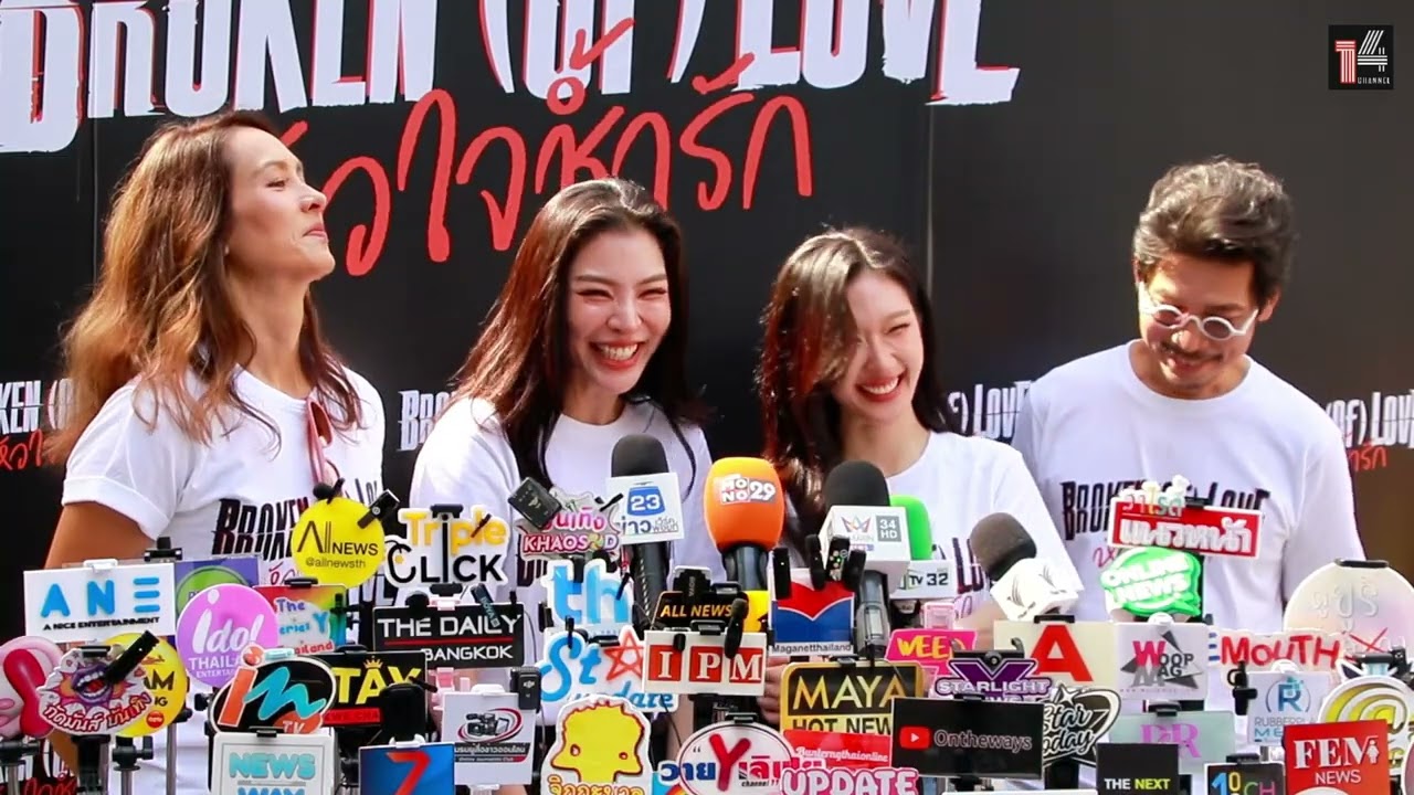 Фай Пирая, один из главных актеров сериала «Разбитая любовь», дает интервью на церемонии благосло...