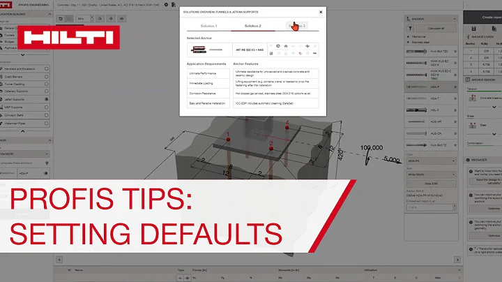 Hilti PROFIS Engineering anchor design software tips - setting defaults