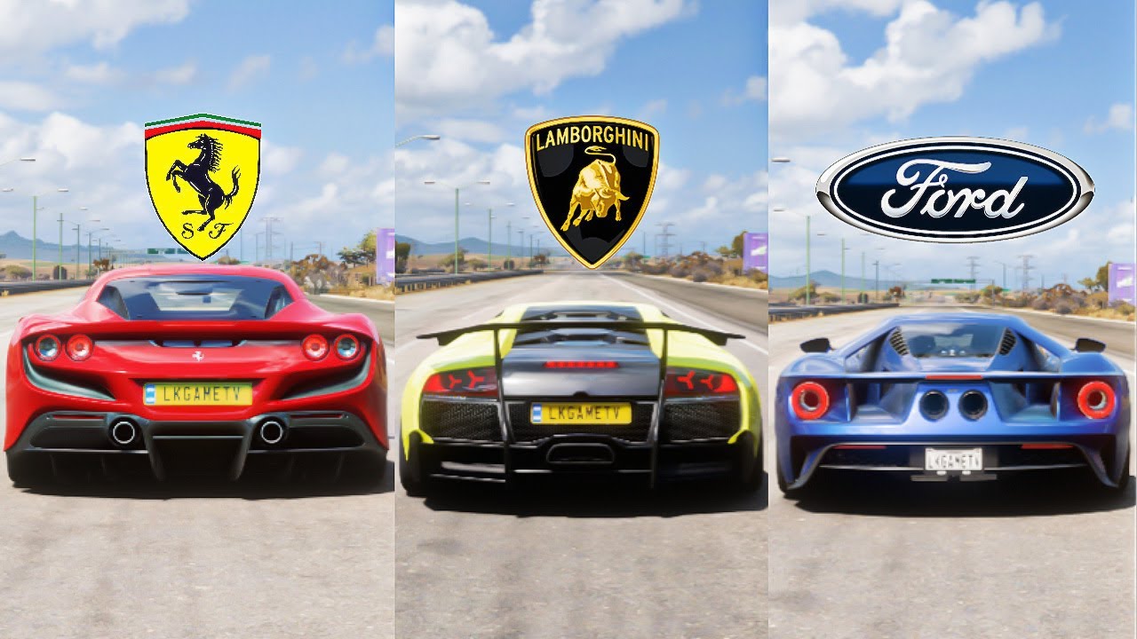 FH5 DRAG RACE - Ferrari F8 Vs Murcielago Vs Ford GT - YouTube