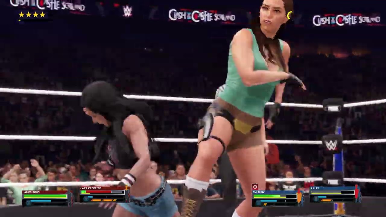 WWE 2K25: Lara Croft and James Bond vs AJ Lee and CM Punk