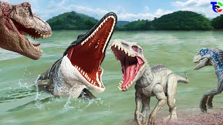 T-REX Vs INDOMINUS Vs MOSASAURUS 🦖 Jurassic World Final Battle | Dinosaur Toy Movie