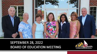 St. Mary's County Public Schools Board of Education Meeting 09/28/22