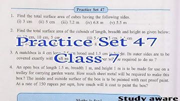 practice set 47 - class 7th maths | Chp 12. perimeter and area | surface area of cuboid