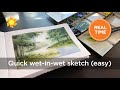 Quick wet in wet practice watercolor sketch realtime