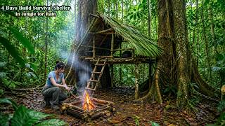 Real Life 96 Hours Build Survival Bushcraft Shelter in Jungle - TREEHOUSE in the Wood