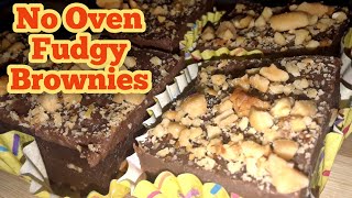 No Bake Brownies | Eggless No Oven Brownies Recipe