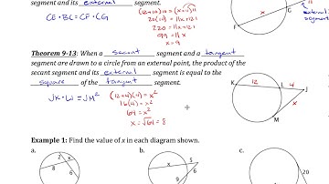 9-7 Notes - Circles and Segment Lengths