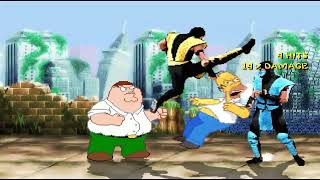 Homer Simpson and Peter Griffin vs Sub Zero and Scorpion HD