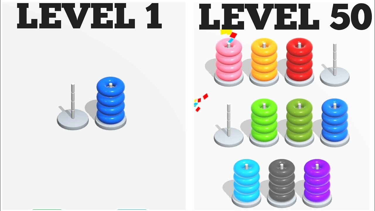 Color Hoop Stack Level 1 - 50 | Puzzle Games | Complete - YouTube