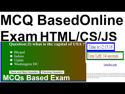 How to Make MCQ based Exam Project in HTML + JS + CSS with Login/Logout/Home/Timer etc