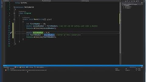Casting numbers implicitly and explicitly in VS2019
