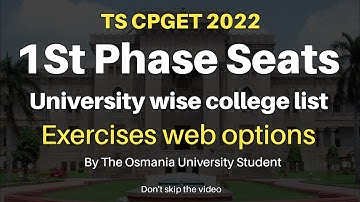 TS CPGET 2022 | College List University Wise | Osmania University Hyderabad #cpget2022