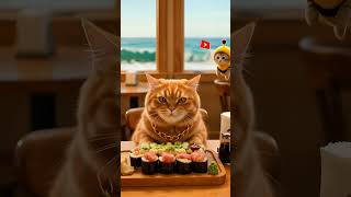 Cute cat sushi mukbang 3 #aicat #cat #toonyfriends #animation #fun #cartoon #cutecharacter #kawii