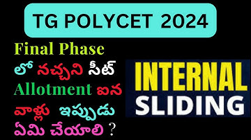 TG POLYCET 2024|Internal Sliding schedule|Who can change their branch in internal sliding process