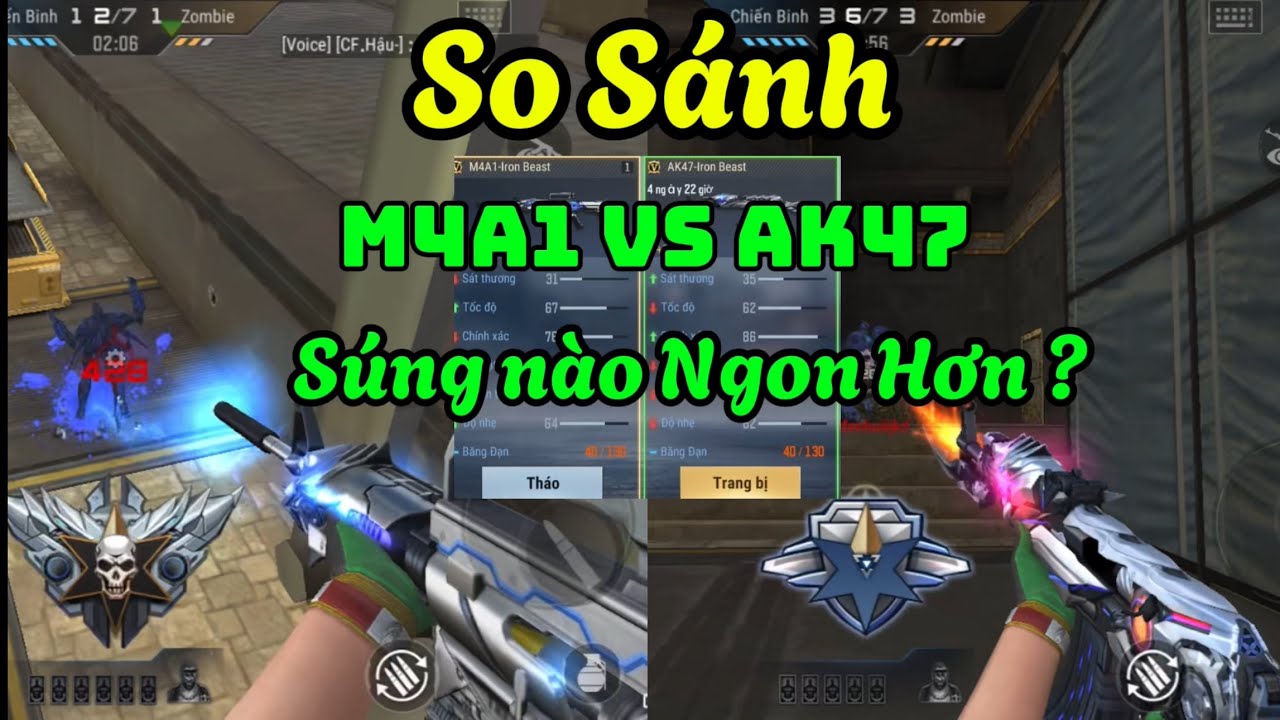 So Sánh M4A1 vs AK47 Iron Beast Em Nào Chơi Zombie Ngon Hơn • CF Legends 