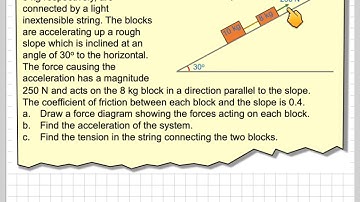 A connected object accelerating up a rough slope