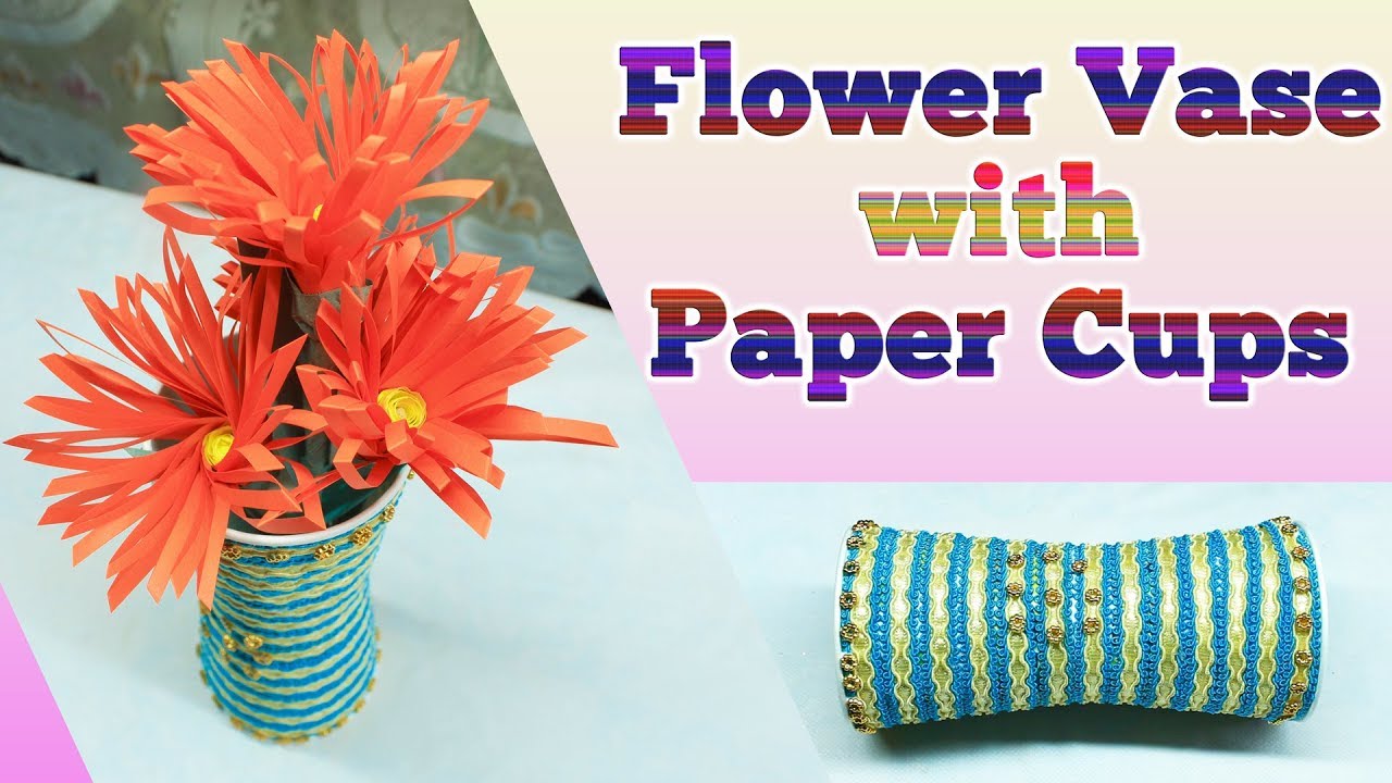 Flower Vase with Paper Cups Flower Vase Making Coffee Glass Flower