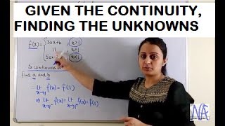 GIVEN CONTINUITY, FINDING THE VARIABLES: CONTINUITY &  DIFFERENTIABILITY-PART 3 CBSE CLASS XII 12