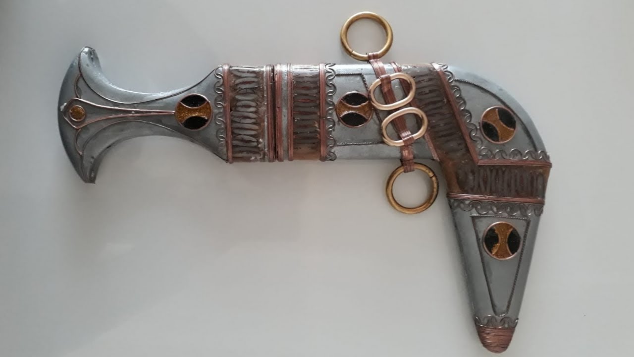 طريقة صنع خنجر يمني بسهلولة بسلك النحاس ومزخرف بنواة التمر