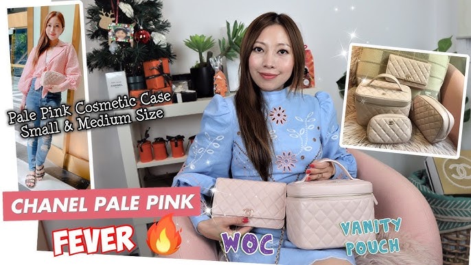 Chanel Unboxing Classic VANITY Pouch COSMETIC Case BOX 21C Rose Claire  Light Pink Caviar Gucci & LV 