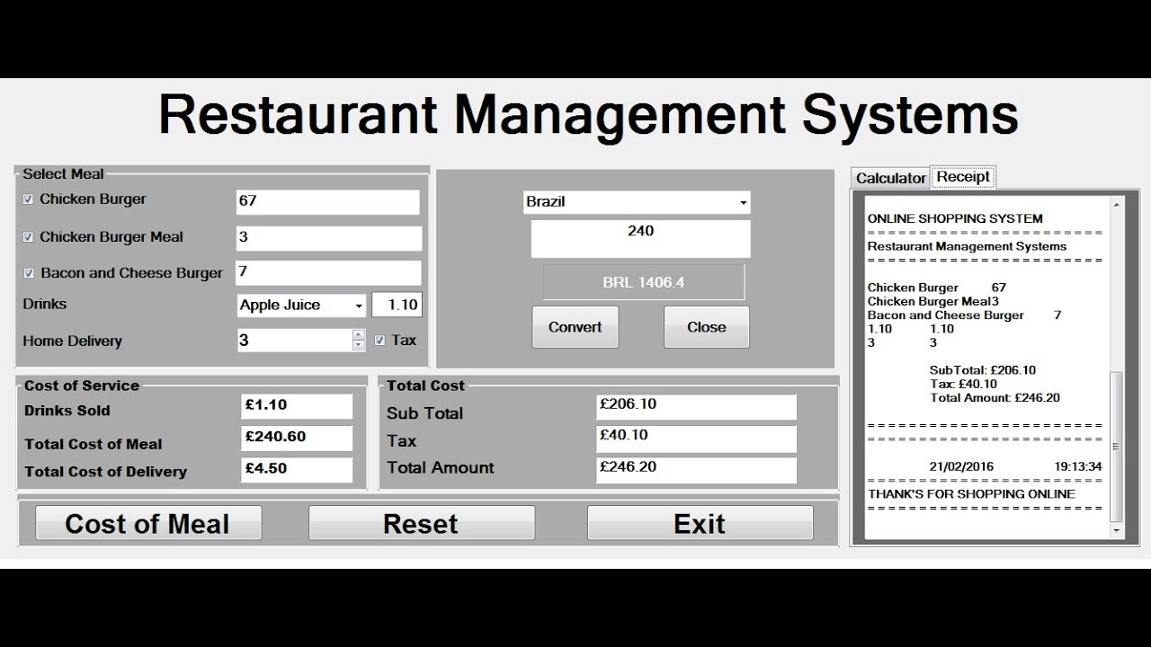 Restaurant Management Software In Vb Net Try