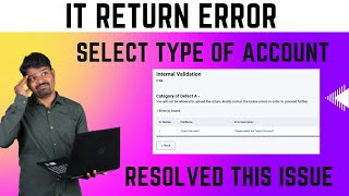 ITR filing Error - select type of account | Income tax return filing| validation| - Tamil