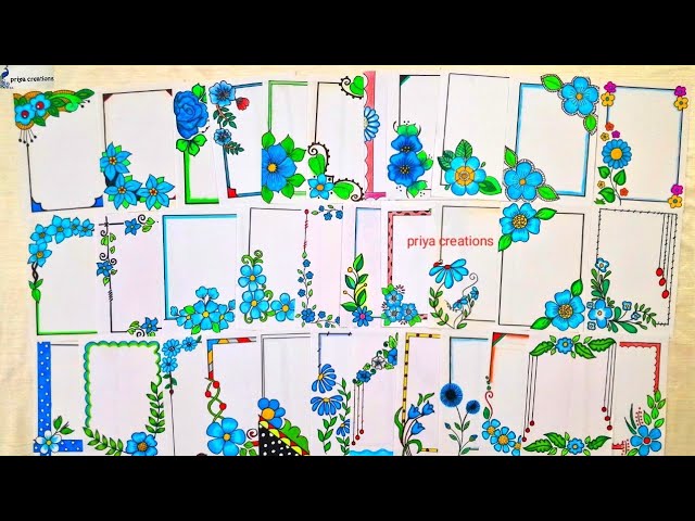 30 BLUE 💙 BORDER DESIGNS | Border Designs Compilation | 30 Border Designs for project | 30 borders class=