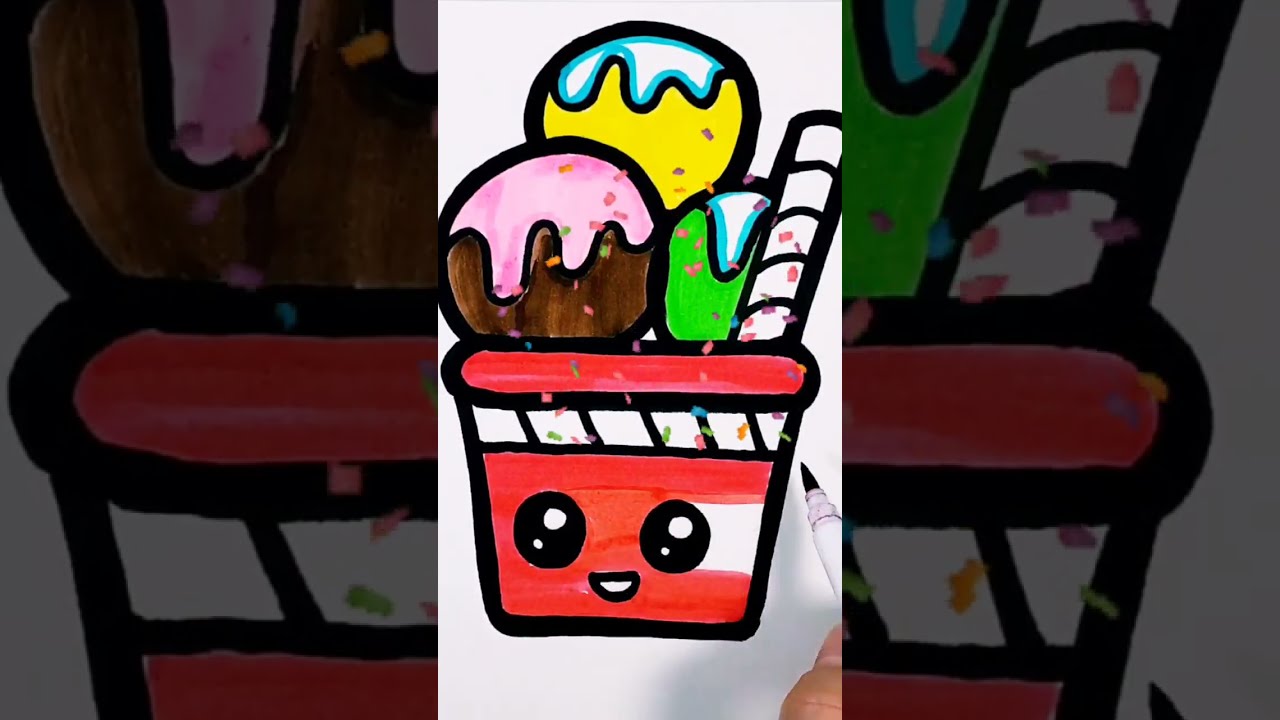 Drawing a Cute Ice Cream Cup