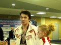 Worlds 2011 - Volosozhar-Trankov in mixed zone after SP
