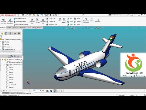 Aeroplane design in solidworks|cad cam tutorial|knowledge life|