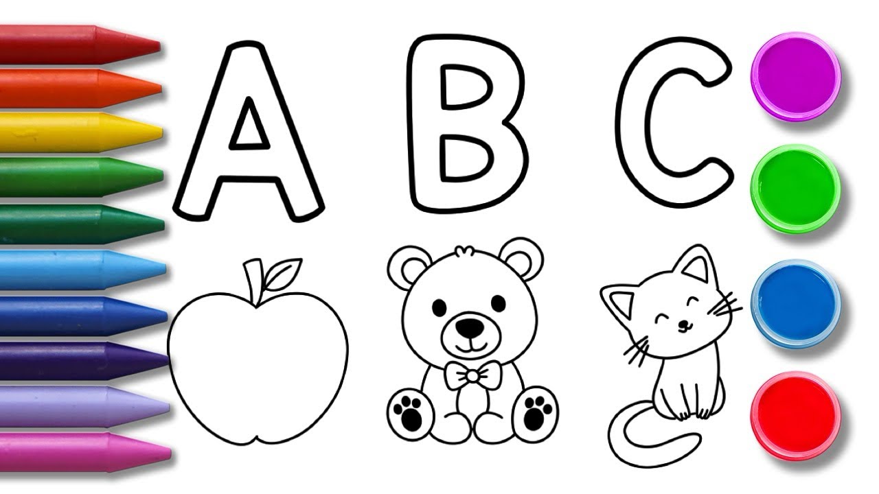 Learn ABC Alphabet and how to draw Apple Bear & Cat for kids -Easy ...