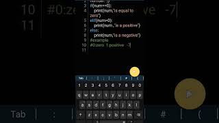 python program for chek given number is positive or negative or zero, python coding in mobile