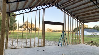 We’re framing walls under our pole barn!!