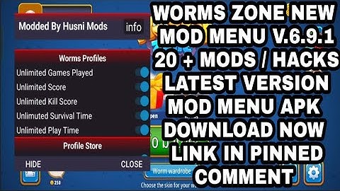 Worms Zone New Mod Menu V.6.9.1 Latest Version | 20 + Features | Link in Pinned Comment