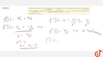 Find the points of local maxima or minima and corresponding local maximum and minimum values of ...